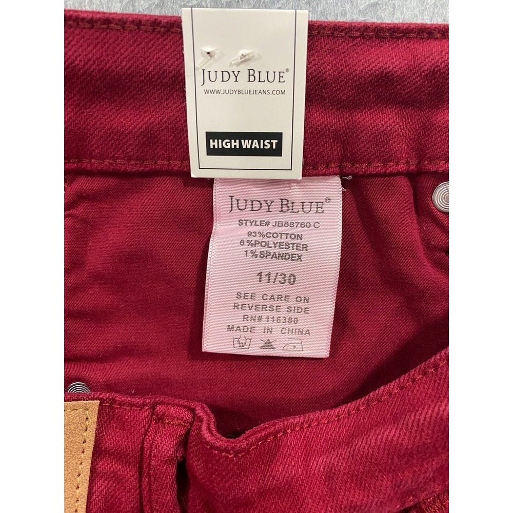 Judy Blue Jeans‎ Womens Size 11/30 Red Skinny Fit High Waist Tummy Control NWT - Picture 10 of 12